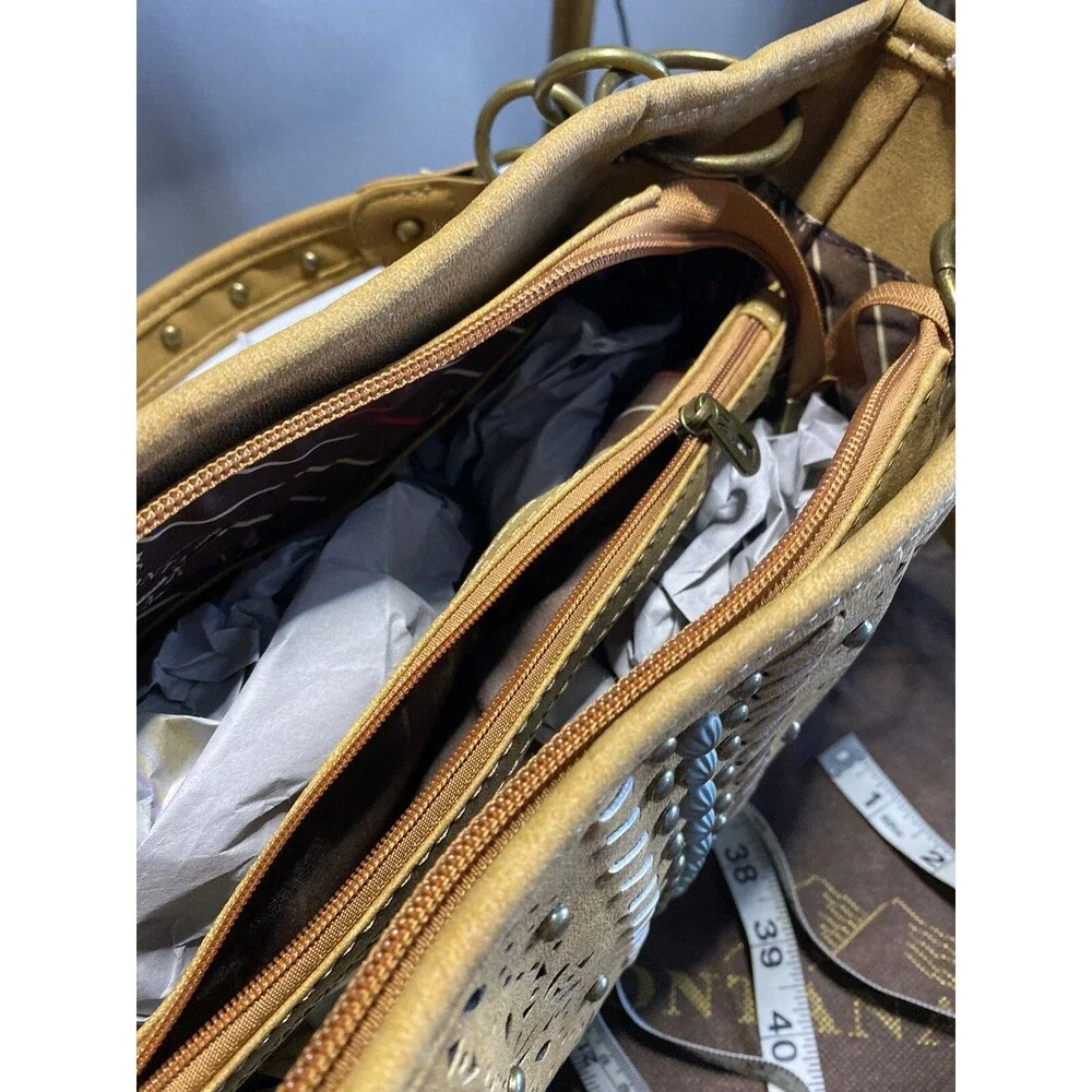 Montana West Concealed Carry Purse Handbag Bling Western Tan NWT